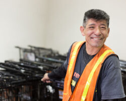 Luis on the job at Ralphs putting shopping carts back